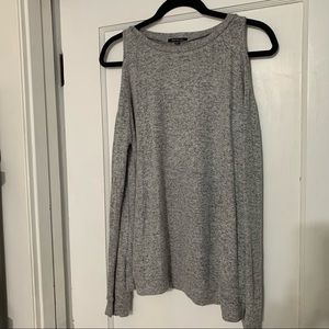 Gray Shoulder Knit Sweater